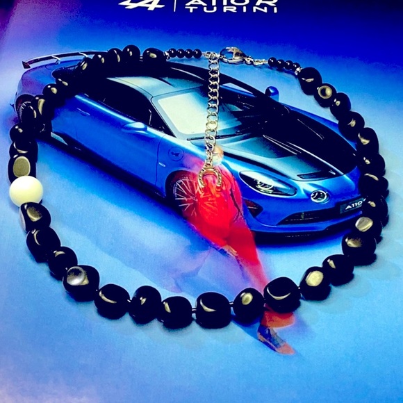 Black Murano Glass Beads Necklace /Choker - Picture 2 of 3